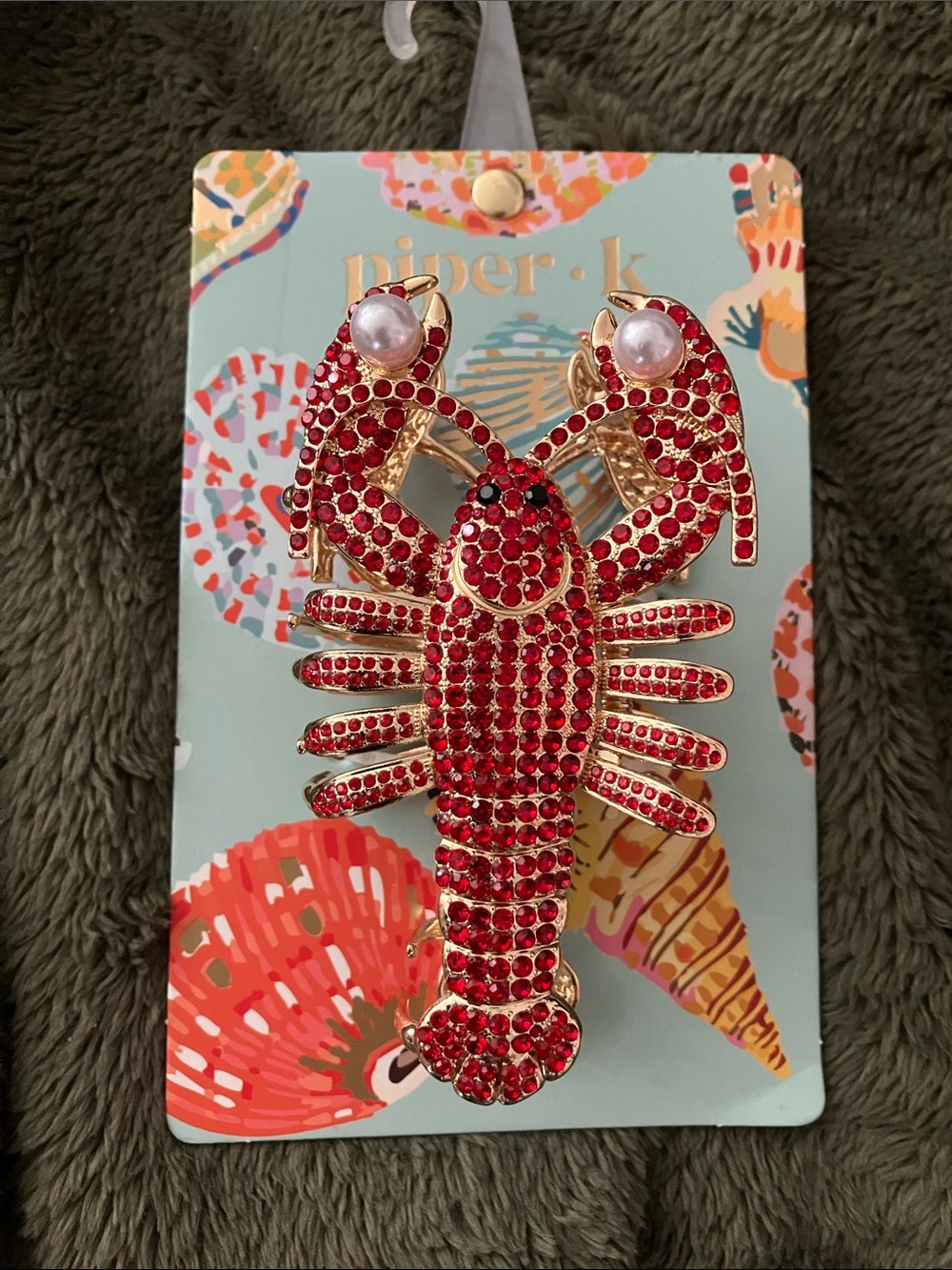 Lobster with pearls hair clip claw NEW